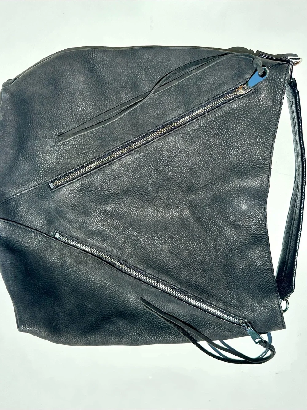 Rebecca Minkoff Moto Hobo Black Leather Bag with Zipper Accents